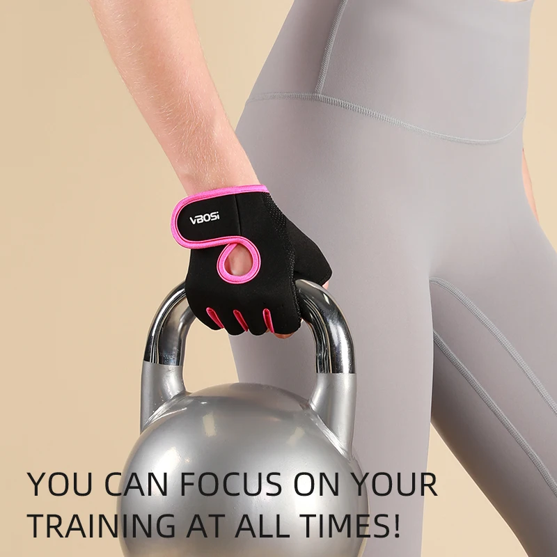 VBOSI 1 Pair Women Men Half Finger Adjustable Breathable Sports Gloves for Weightlifting Dumbbell Cycling Fitness Training - Image 2