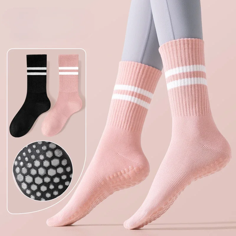 2025 New Professional Women's Non-Slip Yoga Socks – Cotton Mid-Tube with Silicone Grip for Gym, Dance & Pilates - Image 4