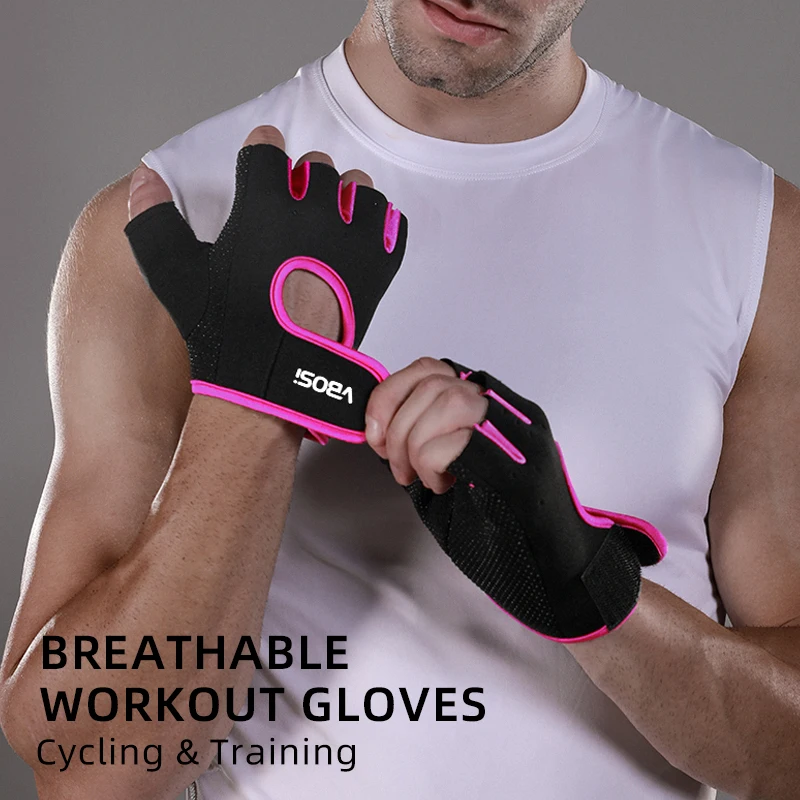 VBOSI 1 Pair Women Men Half Finger Adjustable Breathable Sports Gloves for Weightlifting Dumbbell Cycling Fitness Training - Image 4